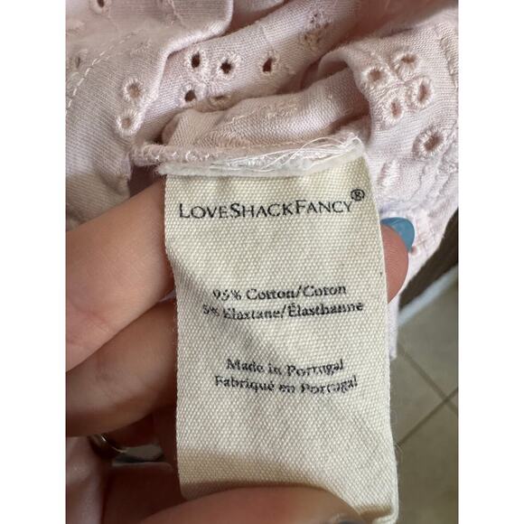 LoveShackFancy Rubin Cropped Tee Shirt Eyelet Short Sleeve Powder Pink Size Smal - Picture 9 of 11
